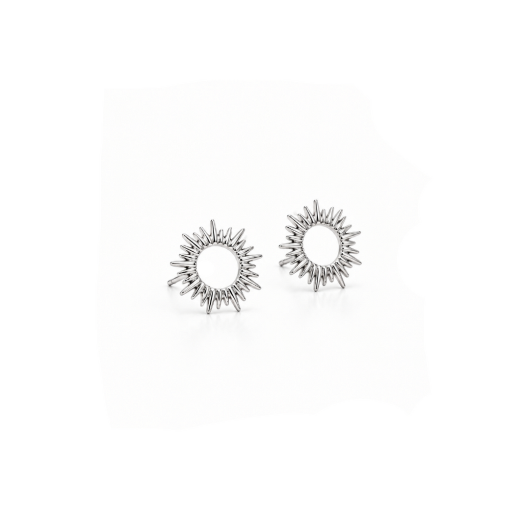Pendientes de sol de plata pura