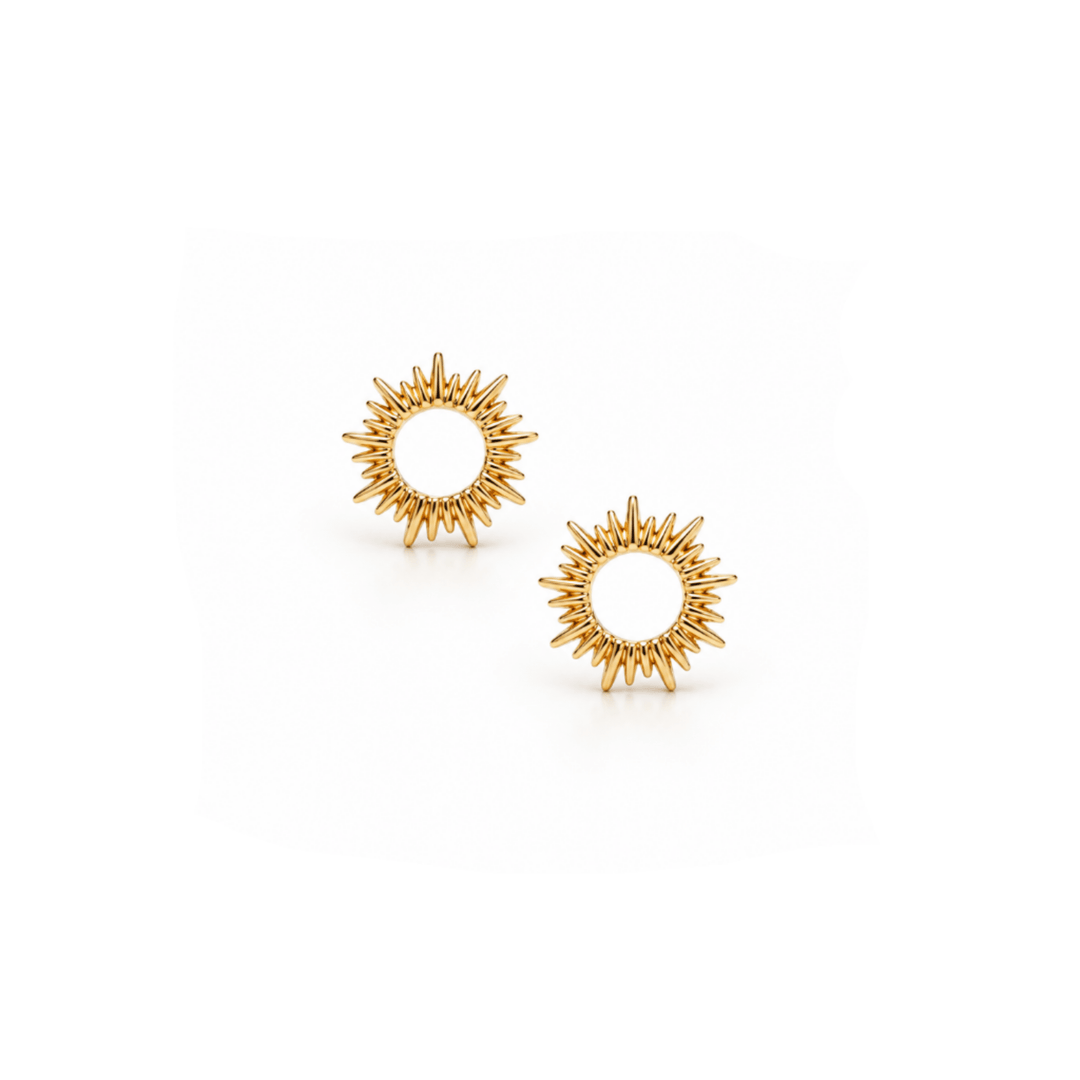 Minimalistische Sonnen Ohrstecker gold-goldene ohrringe-Goldene ohrstecker-google-feed