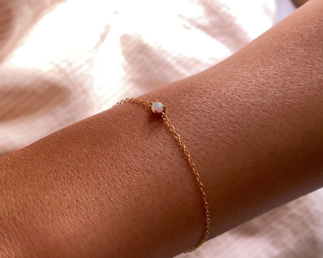Opalarmband 925 Silber Armband gold mit Opal Stein echt, Armband mit kleinem Opal