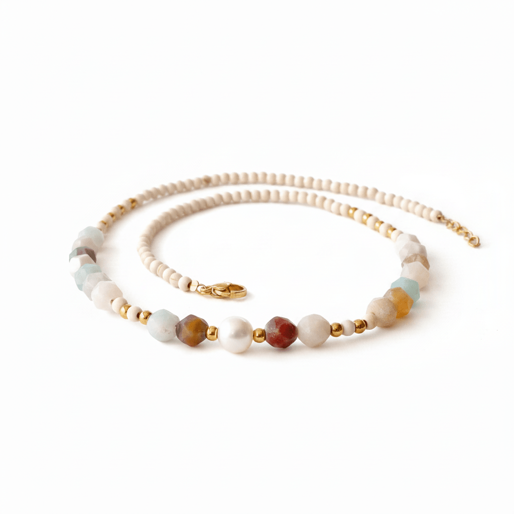 Bunte Naturstein Halskette im Boho Style, Schmuck für junge Frauen von Alicia&