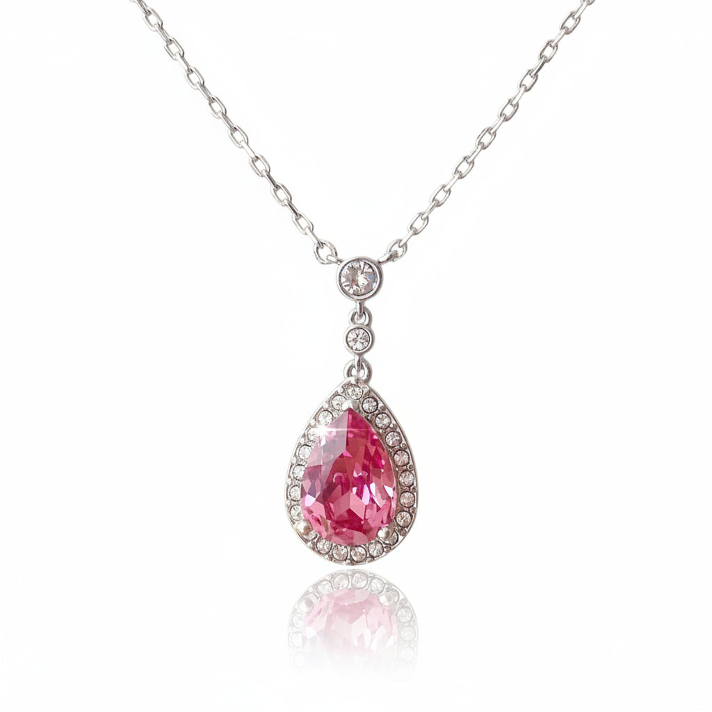 Silberne Kristall Cluster Halskette mit großem Kristall aus 925 Echtsilber, Vintage Schmuck für junge Frauen