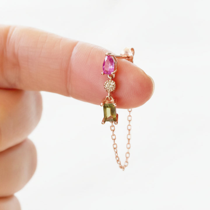 Pendientes de cristal con cadena - ALICIA&