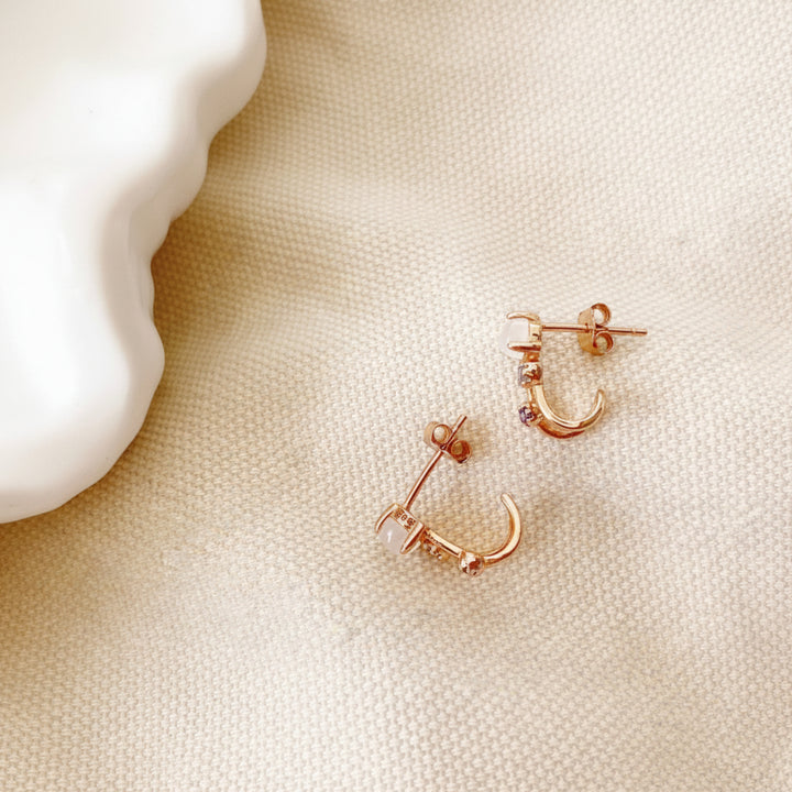 Pendientes de cuarzo rosa - ALICIA&