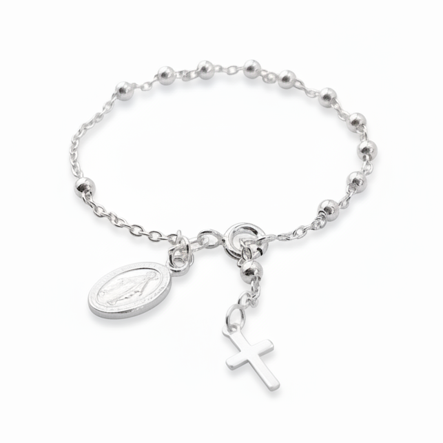 Echt silbernes Vintage Armband mit Kreuz und Münze Anhänger, besonderes Bracelet, Satelliten-Armband aus 925 Sterlingsilber