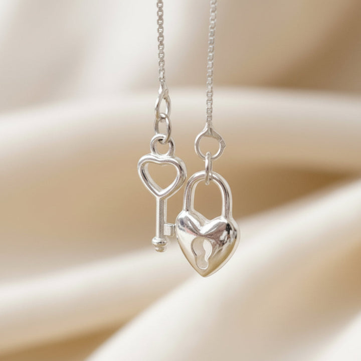 Lock &amp; Key Threaded Earrings - Alicia&