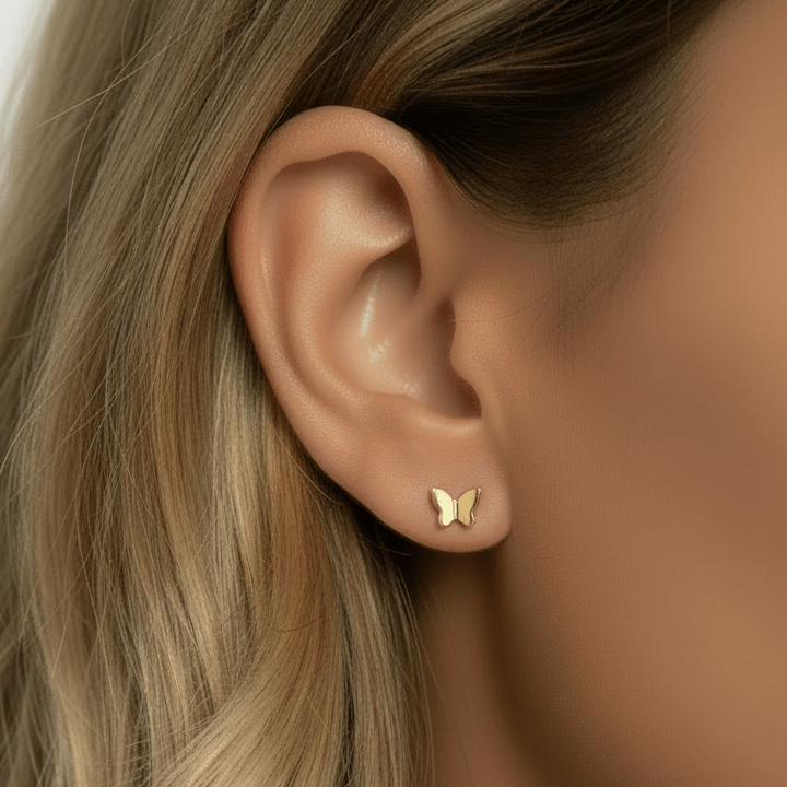 Schmetterling Ohrstecker-cute & girly-Goldene Kinder Ohrringe-goldene ohrringe