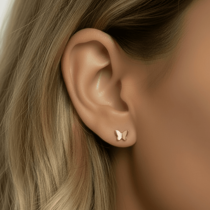 Roségoldene Ohrstecker Schmetterlinge-cute &amp; girly-google-feed-Kinderschmuck