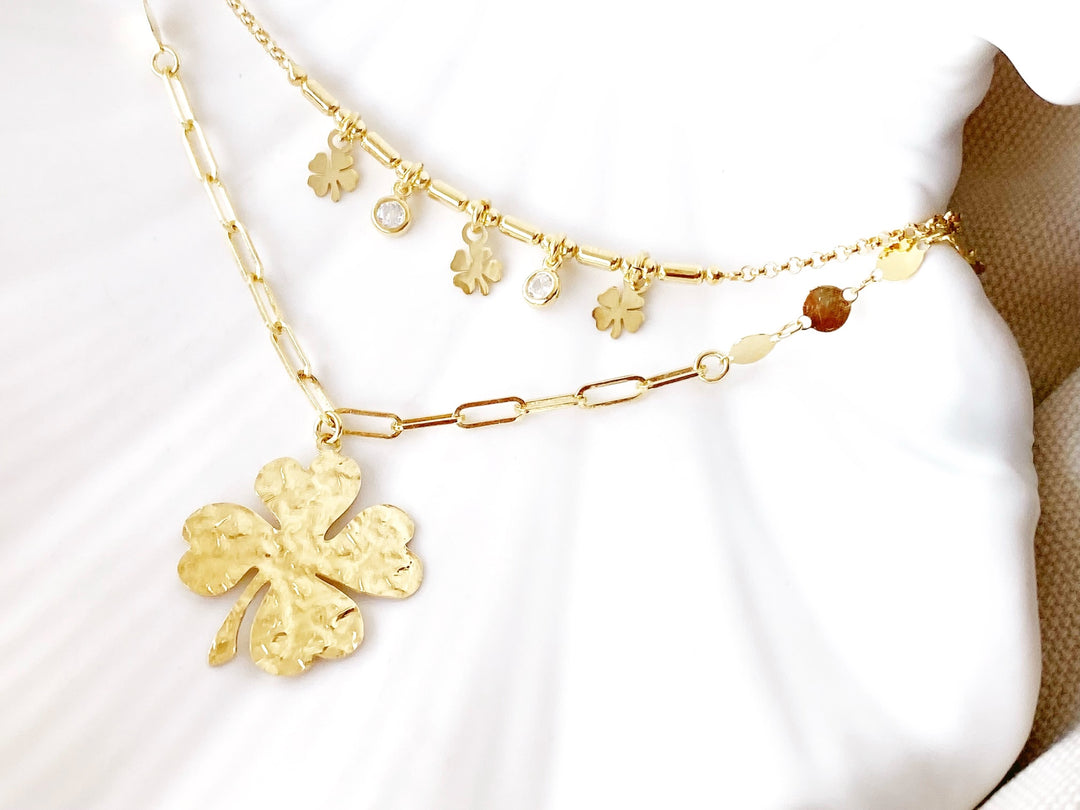 Schmuck Set aus Kleeblatt Kette und Armband, gold für Damen von Alicia's Diary