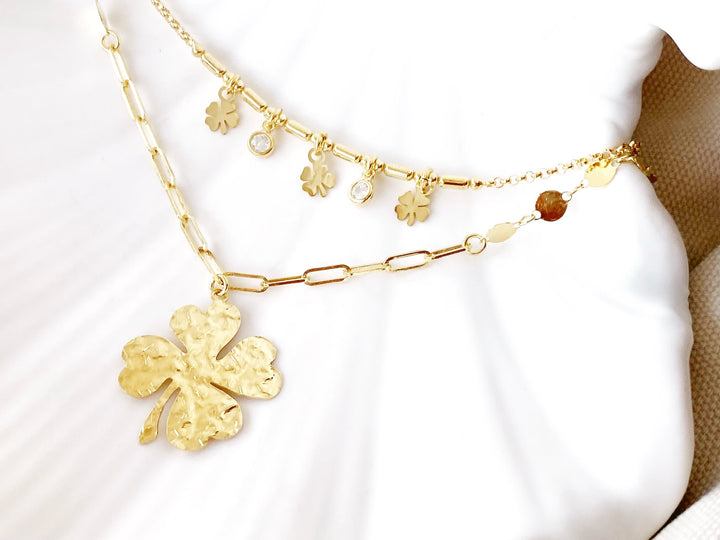 Schmuck Set aus Kleeblatt Kette und Armband, gold für Damen von Alicia's Diary