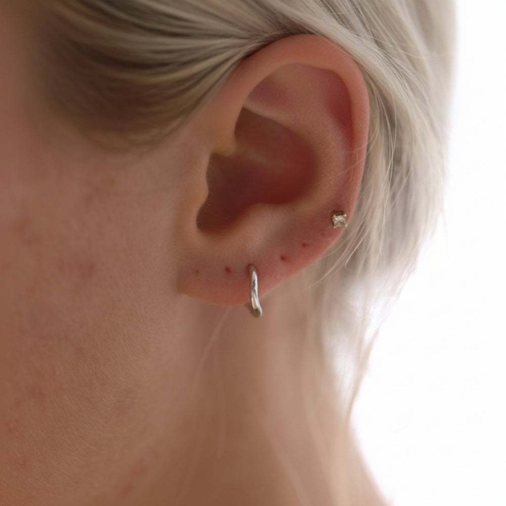 Silver hoop earrings for ear stacking, wavy earrings, silver jewelry from Alicia's Diary