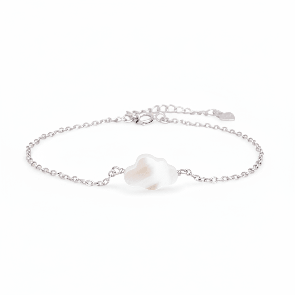 Echt silbernes Gliederarmband mit Wolken Anhänger aus Perlmutt, Silber-Armband für Teenager Mädchen von Alicia's Diary
