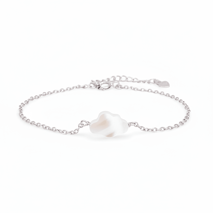 Echt silbernes Gliederarmband mit Wolken Anhänger aus Perlmutt, Silber-Armband für Teenager Mädchen von Alicia&