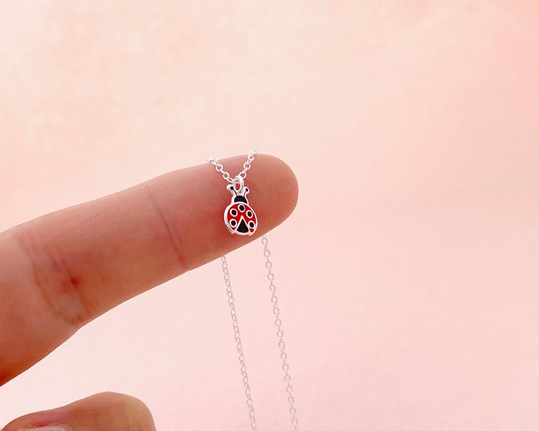 Ladybug necklace, 925 sterling silver, genuine silver jewelry for children&
