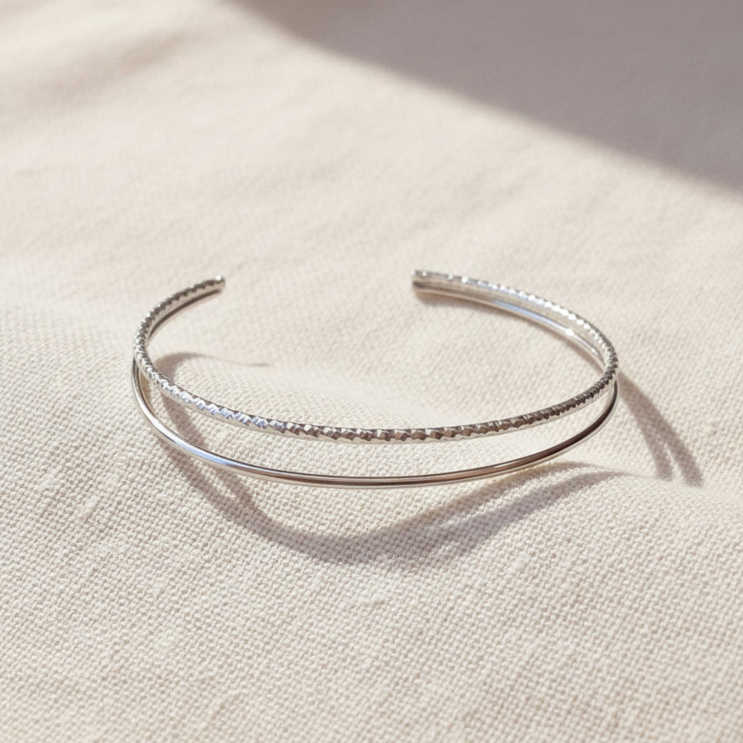 Brazalete doble apilable de plata - ALICIA&
