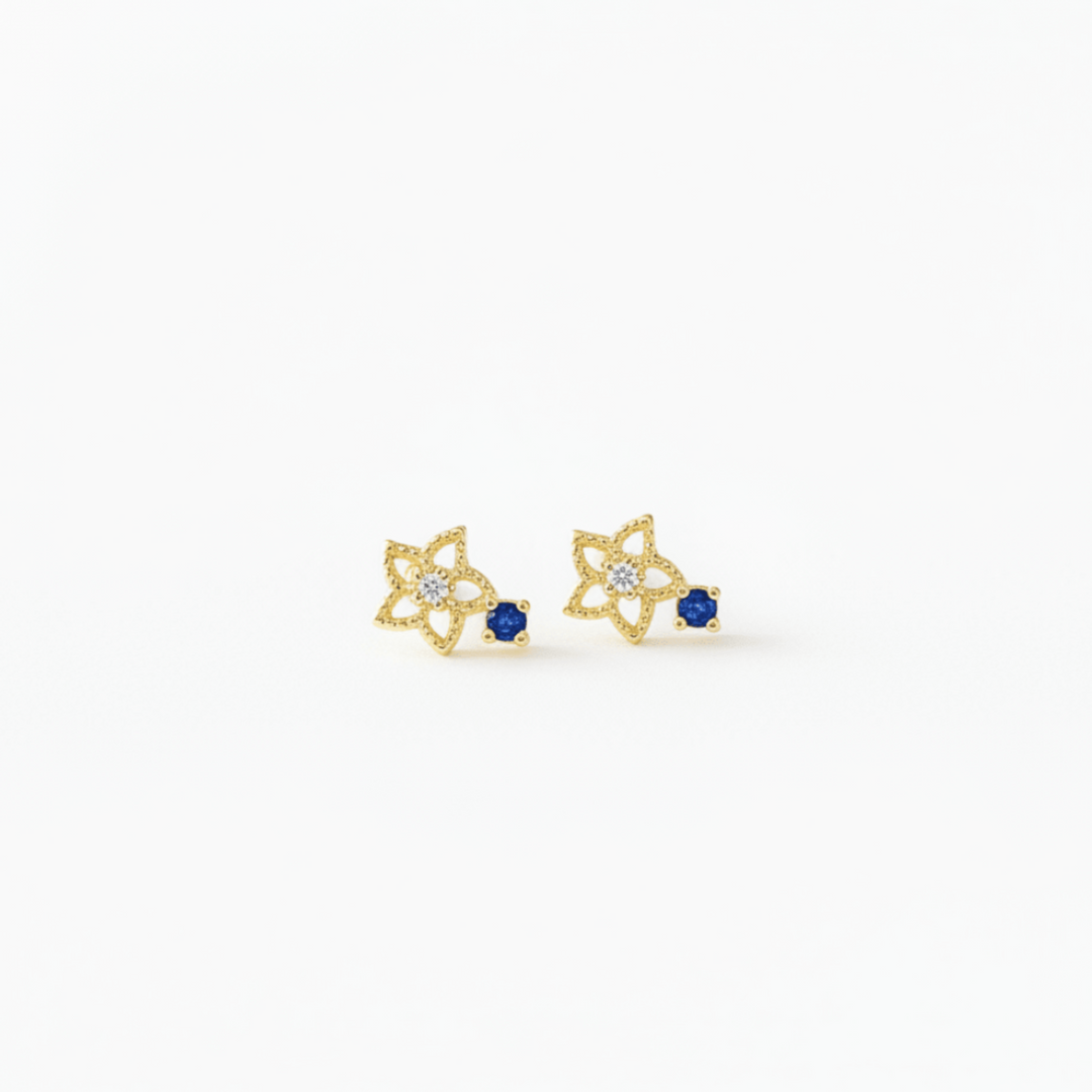 Gold Ohrstecker mit blauem Stein, Sternchen Ohrringe gold, kleine Ohrstecker mit Stein, Stern Ohrringe Stecker Damen, Mandala