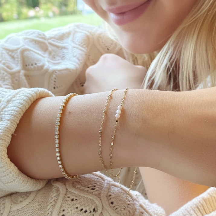 Kristall Armband mit vielen Steinen, Glitzer Armband mit Strasssteinen, mit weißen Steinen für Mädchen und Frauen