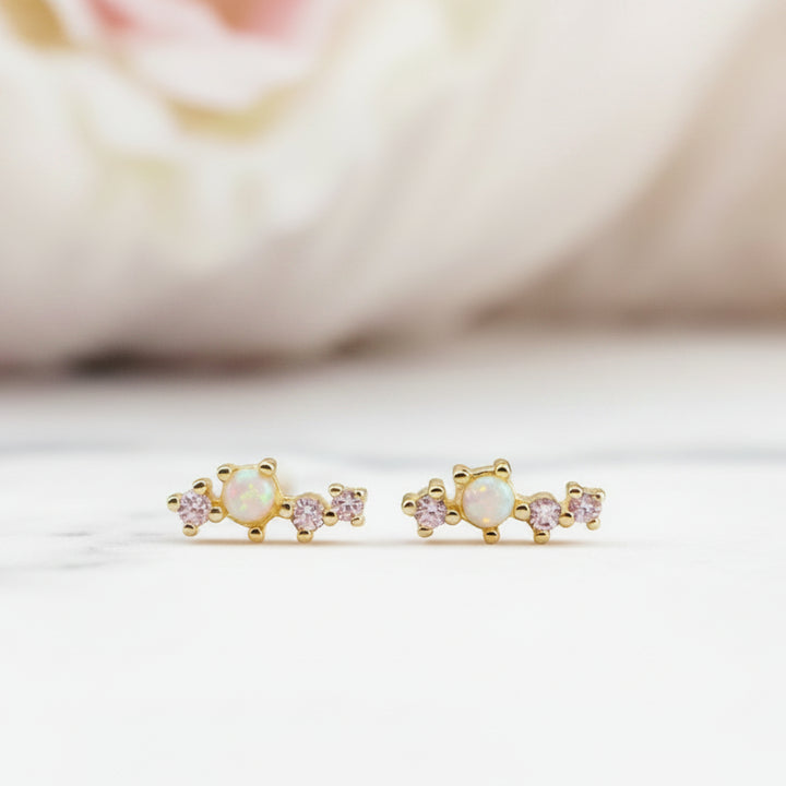 Opal Stone Stud Earrings - Alicia&