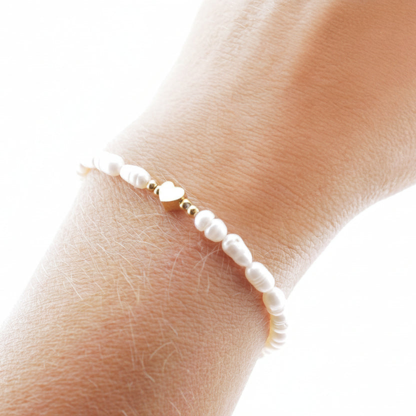 Süßwasserperlen Armband mit Herz, Schmuck für Mama, Tochter, Frau, Perlenarmband Edelstahl Herz von Alicia's Diary Schmuck Online Shop