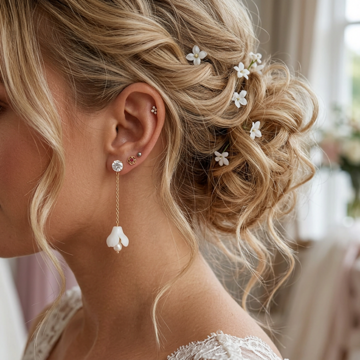 Chain earrings with flowers | JULIE