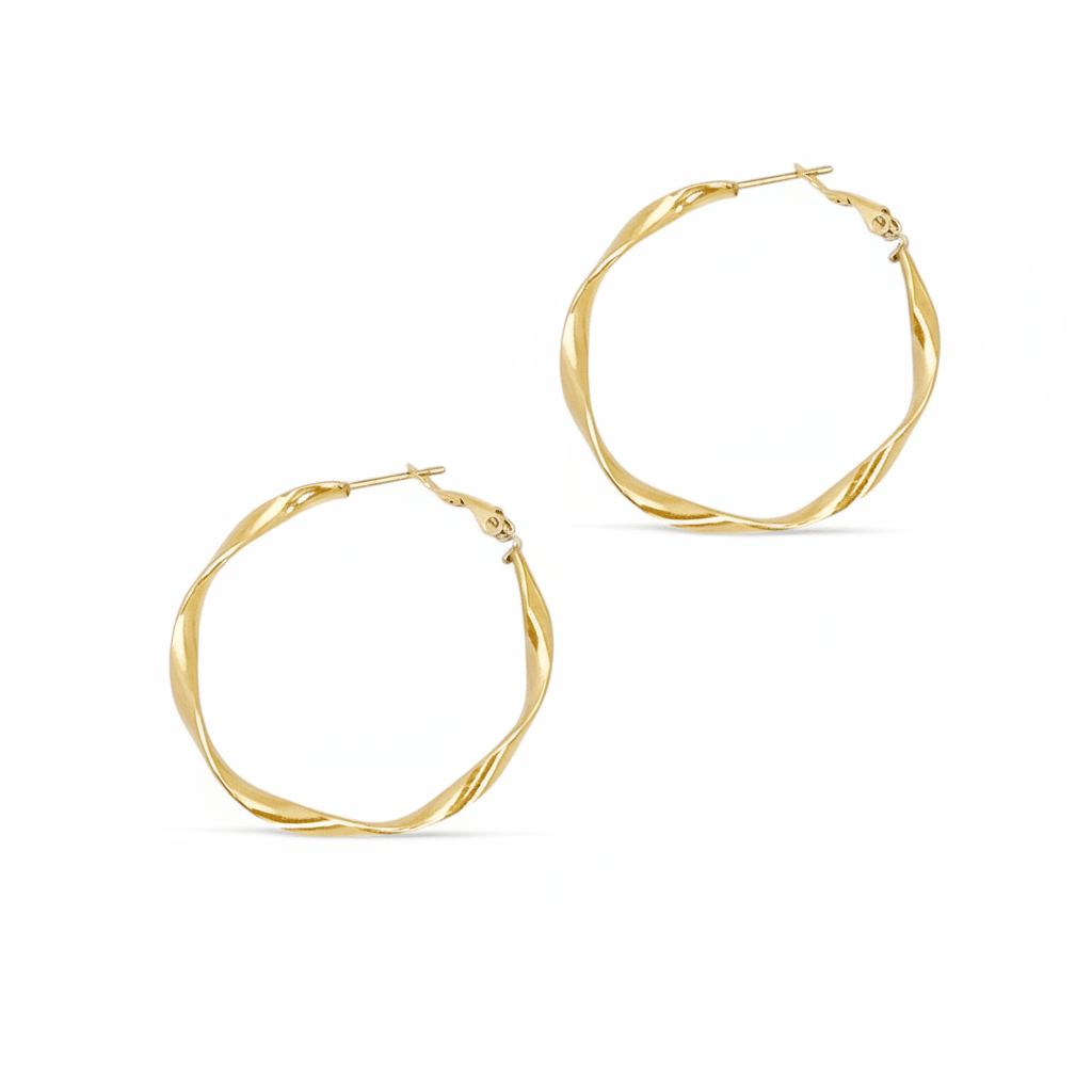 Wasserfeste Gold Ohrringe gedreht, perfekt für Sommer &amp; Urlaub, große Creolen gold gedreht, Outfit Beach Girl Style Schmuck