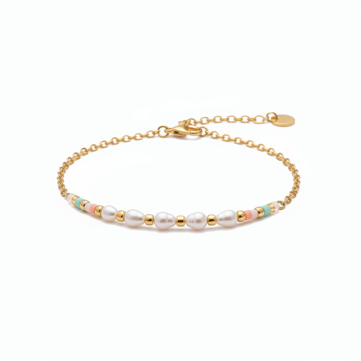 Leichtes Armband mit bunten Perlen aus vergoldetem Edelstahl, Armband jugendlich Mädchen, wasserdichter Schmuck Online Shop für junge Frauen