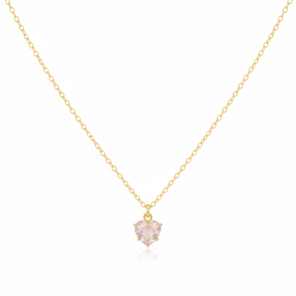 Goldene Halskette mit Herz aus Rosenquarz, Geschenkidee Jahrestag Geburtstag Frau Freundin, Schmuck Inspo von Alicia's Diary