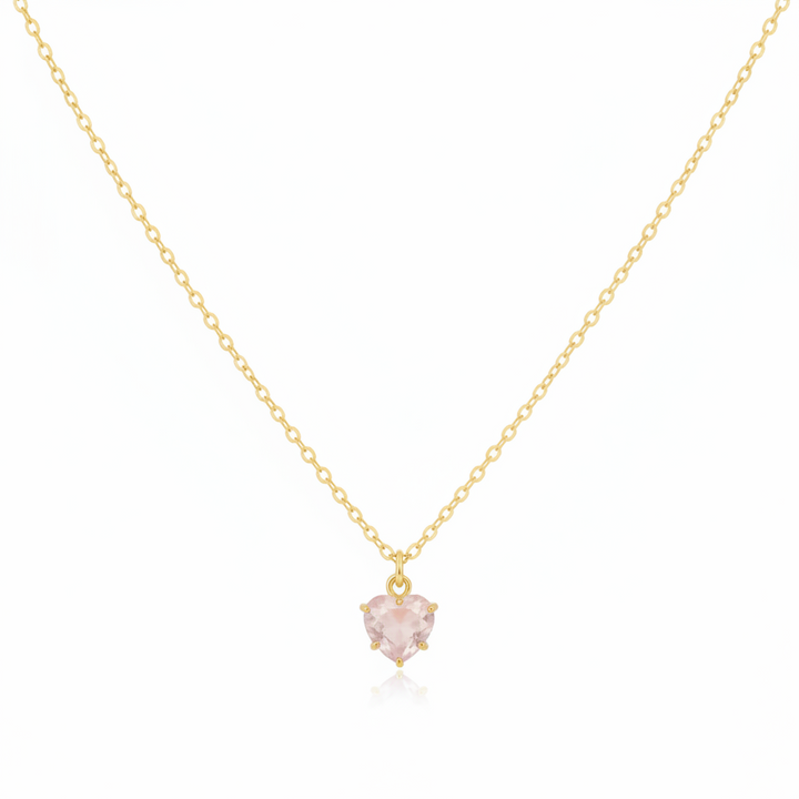 Goldene Halskette mit Herz aus Rosenquarz, Geschenkidee Jahrestag Geburtstag Frau Freundin, Schmuck Inspo von Alicia&