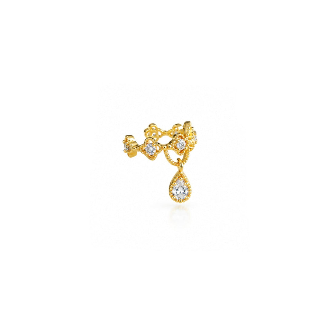 Zarter Earcuff mit Glitzersteinen und Anhänger, goldene Ohrklemme, Schmuck für junge Frauen, Kinder und Teenager Mädchen