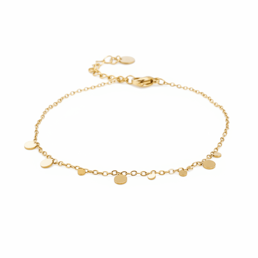 Dezentes Clean Girl Armband mit Coins aus vergoldetem Edelstahl, wasserdichter Schmuck gold